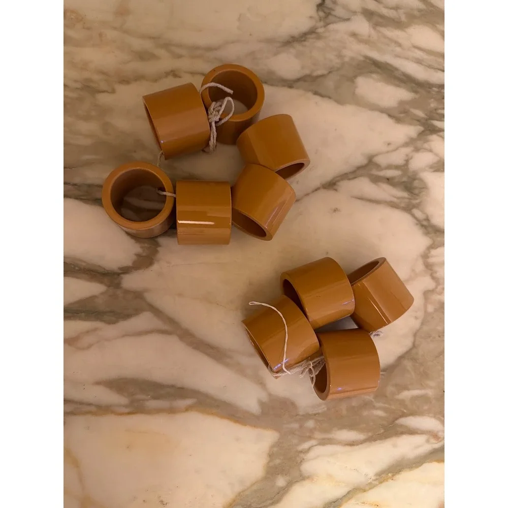Set of‎ 8 Brown Resin Napkin Rings Holders Cylindrical Vintage 70s  Table Decor